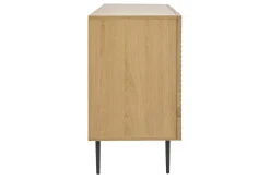 Buffet design en bois clair chêne massif gravé et métal noir 4 portes L180 cm ARCHIPEL