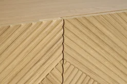 Buffet design en bois clair chêne massif gravé et métal noir 4 portes L180 cm ARCHIPEL