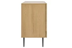 Buffet design en bois clair chêne massif gravé et métal noir 3 portes L135 cm ARCHIPEL