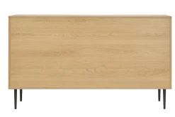 Buffet design en bois clair chêne massif gravé et métal noir 3 portes L135 cm ARCHIPEL