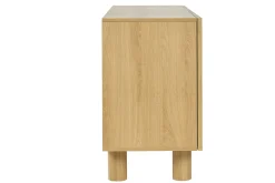 Buffet design en bois clair chêne massif gravé 4 portes L180 cm GOSHI