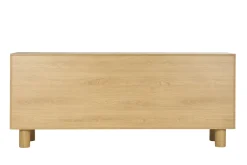 Buffet design en bois clair chêne massif gravé 4 portes L180 cm GOSHI