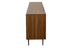 Buffet design en bois foncé chêne massif gravé et métal noir 4 portes L180 cm ARCHIPEL