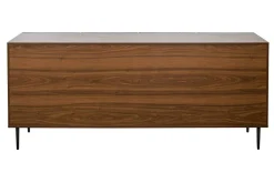 Buffet design en bois foncé chêne massif gravé et métal noir 4 portes L180 cm ARCHIPEL