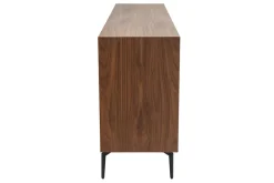 Buffet design en bois foncé noyer et métal noir 4 portes 2 tiroirs L180 cm BLISS