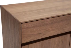 Buffet design en bois foncé noyer et métal noir 4 portes 2 tiroirs L180 cm BLISS