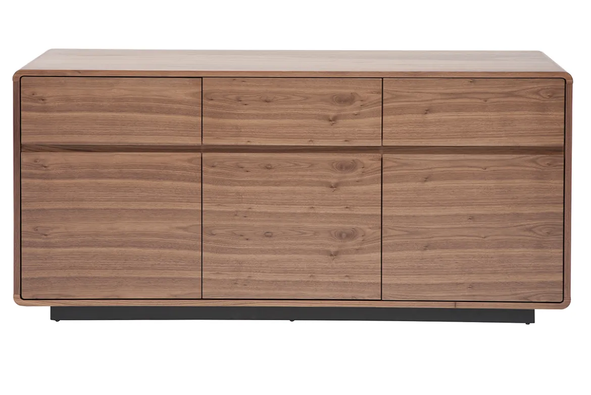 Buffet design en bois foncé noyer 3 portes 3 tiroirs L160 cm JAKO