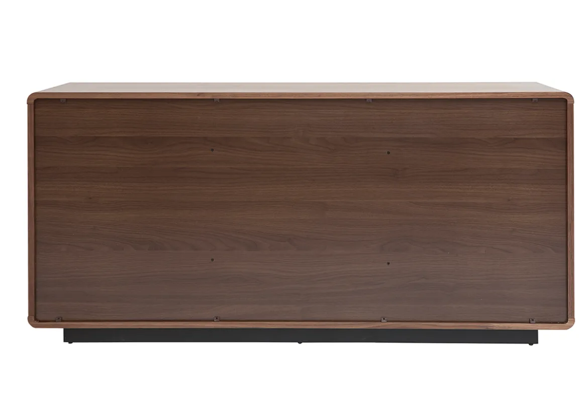 Buffet design en bois foncé noyer 3 portes 3 tiroirs L160 cm JAKO