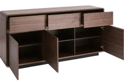 Buffet design en bois foncé noyer 3 portes 3 tiroirs L160 cm JAKO