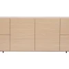 Buffet design finition bois clair chêne et métal noir 2 portes 4 tiroirs L180 cm ALASKA