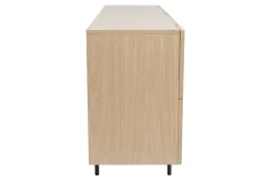 Buffet design finition bois clair chêne et métal noir 2 portes 4 tiroirs L180 cm ALASKA