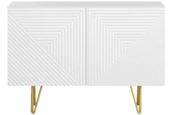 Buffet design gravé blanc mat et métal doré 2 portes L107 cm OZEN
