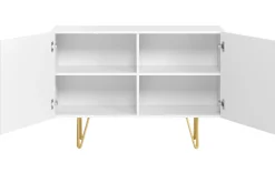 Buffet design gravé blanc mat et métal doré 2 portes L107 cm OZEN