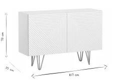 Buffet design gravé blanc mat et métal doré 2 portes L107 cm OZEN