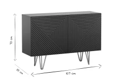 Buffet design gravé noir et métal doré 2 portes L107 cm OZEN