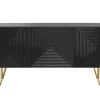Buffet design gravé noir et métal doré 3 portes L160 cm OZEN