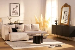 Buffet design gravé noir et métal doré 3 portes L160 cm OZEN