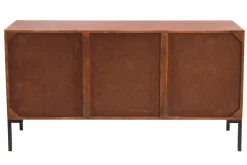 Buffet en bois foncé manguier massif et métal noir 3 portes L140 cm ONDA