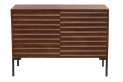 Buffet en bois foncé manguier massif et métal noir 2 portes L100 cm ONDA