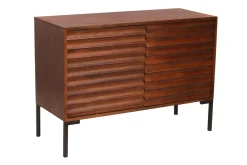 Buffet en bois foncé manguier massif et métal noir 2 portes L100 cm ONDA