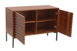 Buffet en bois foncé manguier massif et métal noir 2 portes L100 cm ONDA