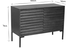 Buffet en bois foncé manguier massif et métal noir 2 portes L100 cm ONDA