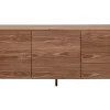 Buffet en bois foncé noyer 2 portes 3 tiroirs 180 cm BENJA