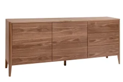 Buffet en bois foncé noyer 2 portes 3 tiroirs 180 cm BENJA
