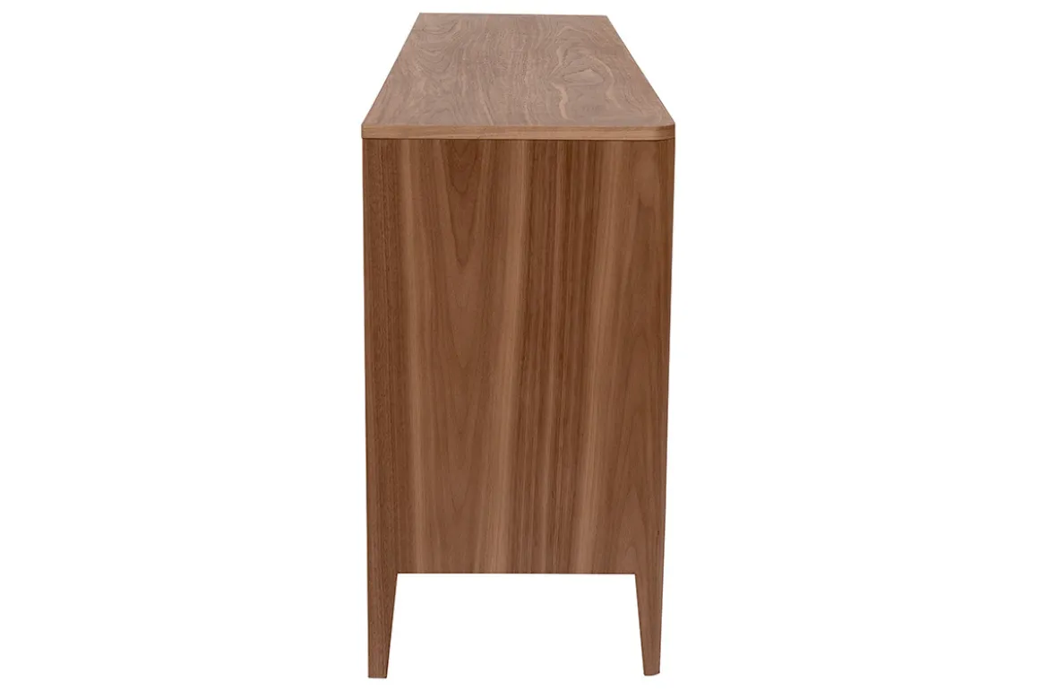 Buffet en bois foncé noyer 2 portes 3 tiroirs 180 cm BENJA