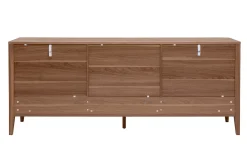 Buffet en bois foncé noyer 2 portes 3 tiroirs 180 cm BENJA