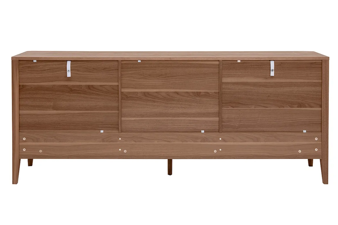 Buffet en bois foncé noyer 2 portes 3 tiroirs 180 cm BENJA