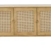 Buffet en bois manguier et cannage rotin 3 portes L145 cm LAKA