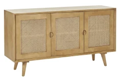 Buffet en bois manguier et cannage rotin 3 portes L145 cm LAKA