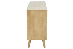 Buffet en bois manguier et cannage rotin 3 portes L145 cm LAKA
