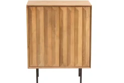 Buffet en bois manguier massif gravé et métal noir 2 portes L70 cm AGRA