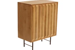 Buffet en bois manguier massif gravé et métal noir 2 portes L70 cm AGRA