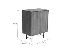 Buffet en bois manguier massif gravé et métal noir 2 portes L70 cm AGRA