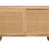 Buffet en bois manguier massif et cannage rotin 2 portes coulissantes L135 cm ACANGE