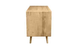 Buffet en bois manguier massif et cannage rotin 2 portes coulissantes L135 cm ACANGE