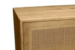 Buffet en bois manguier massif et cannage rotin 2 portes coulissantes L135 cm ACANGE
