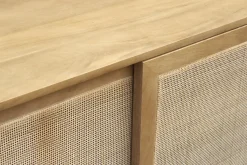 Buffet en bois manguier massif et cannage rotin 3 portes coulissantes L180 cm ACANGE