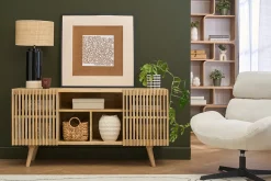 Buffet en bois manguier massif 2 portes coulissantes L140 cm ALBA