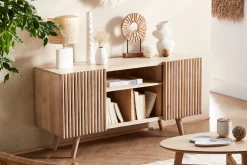 Buffet en bois manguier massif 2 portes coulissantes L140 cm ALBA