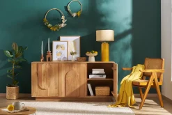 Buffet en bois massif gravé 3 portes L160 cm ARK