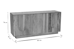 Buffet en bois massif gravé 3 portes L160 cm ARK