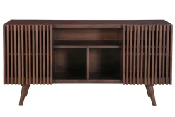 Buffet en manguier massif teinté bois foncé 2 portes coulissantes L140 cm ALBA