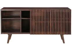 Buffet en manguier massif teinté bois foncé 2 portes coulissantes L140 cm ALBA