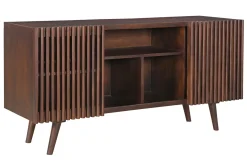 Buffet en manguier massif teinté bois foncé 2 portes coulissantes L140 cm ALBA