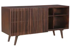 Buffet en manguier massif teinté bois foncé 2 portes coulissantes L140 cm ALBA