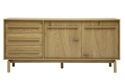 Buffet finition bois chêne 2 portes 3 tiroirs L160 cm YSEULT